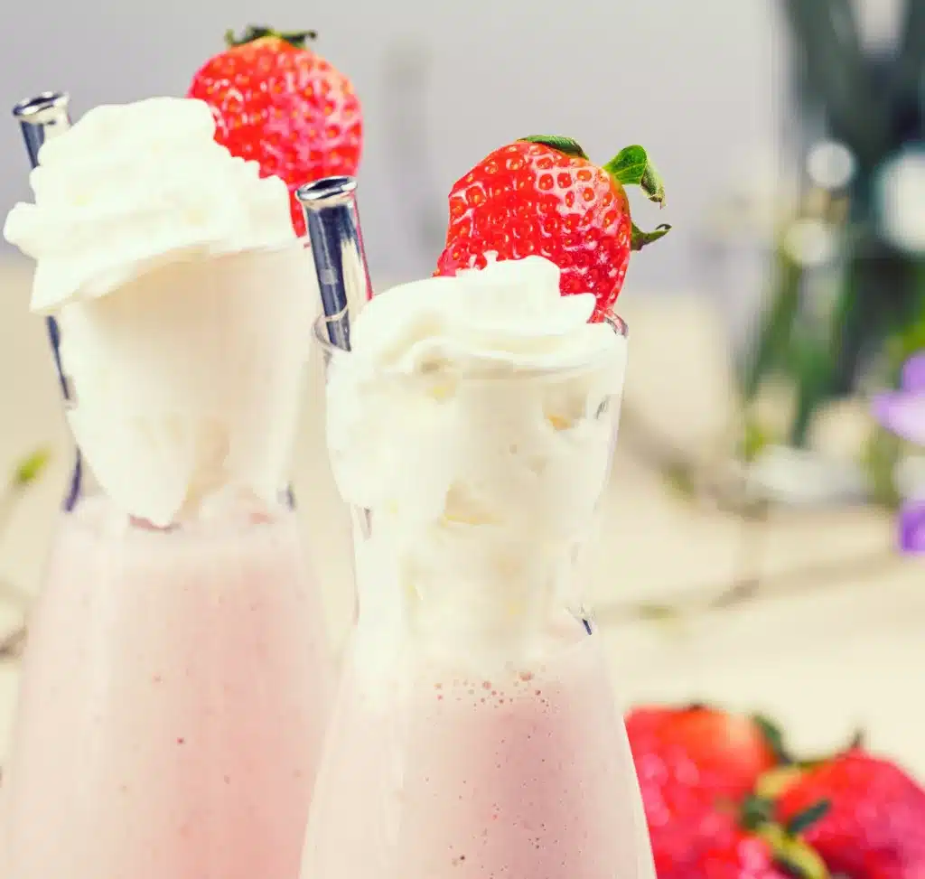 Strawberry Milkshake Blended with Coconut