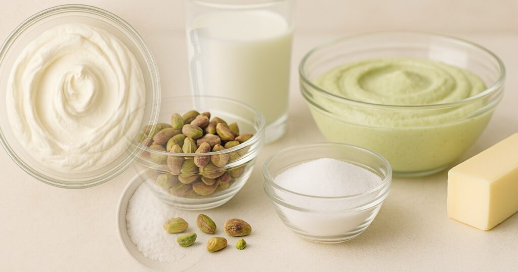Ingredienti per la Mousse al Pistacchio