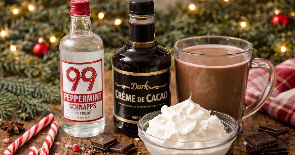 Ingredients for a Hot Peppermint Patty Cocktail - EW