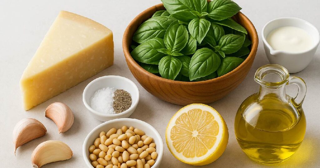 Ingredienti per la Salsa al Pesto Montata più Cremosa
