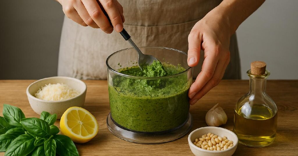 Passo Dopo Passo: Come Preparare la Salsa al Pesto di Basilico Montata